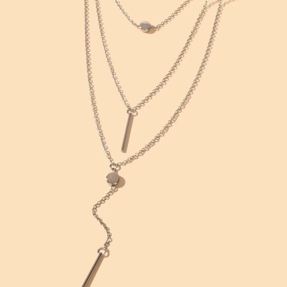 ⭐️ Awesome Triple 3 Layered Bars And Circles Boho Tassel Necklace Silver Or Gold - Picture 15 of 15